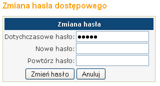 Informacje o koncie użytkownika W tej sekcji użytkownik ma możliwość sprawdzenia lub zmiany Danych kontaktowych, Zmiany hasła, a także zajrzenia do Historii połączeń z systemem.