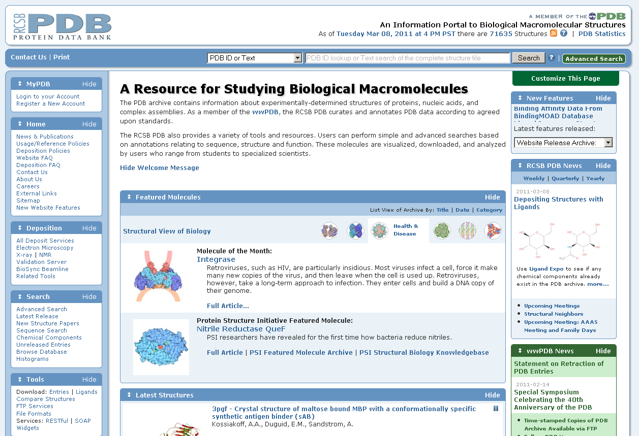 Protein Data Bank (PDB) Baza struktur molekularnych http://www.pdb.