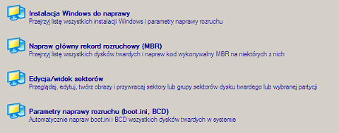 27 8. Kliknij przycisk Zakończ, aby zamknąć Korektor rozruchu. 9. Uruchom ponownie komputer. 5.2.2 Naprawa BCD (Boot Configuration Data) Aby automatycznie naprawić BCD systemu operacyjnego, wykonaj następujące czynności: 1.