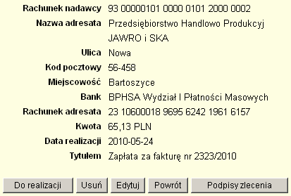 Pierwsza kolumna tabeli zawiera znacznik, umożliwiający zaznaczenie przelewu do dalszego przetwarzania. 6.1.