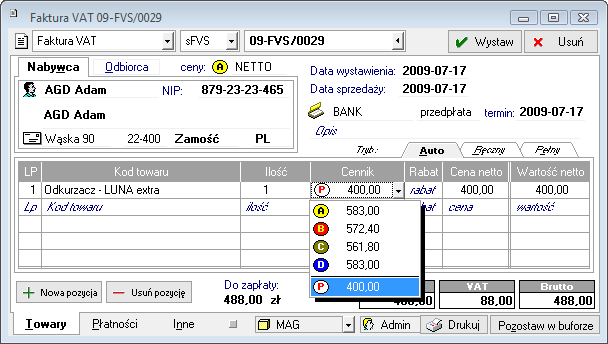 Symfonia Handel 5 / 5 W tym samym terminie dla danego kontrahenta (lub rodzaju kontrahenta) można wprowadzić tylko jedną promocję na dany towar (lub rodzaj towaru).