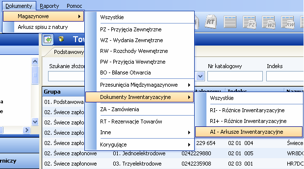 1. Tworzenie arkusza inwentaryzacyjnego.