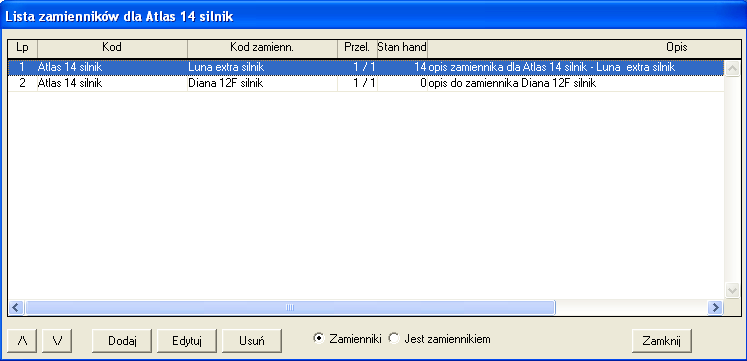 1/5 Zamienniki towarów Program Handel Premium Wersja 2010 programu Wersja modułu 1.0 Cena (netto) Tel.