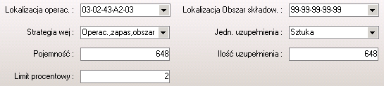 lokalizacje, w których magazynier kompletujący pozostawia skompletowane palety gotowe do załadunku, dane podstawowe towarów dla WMS: o Lokalizacja operac.