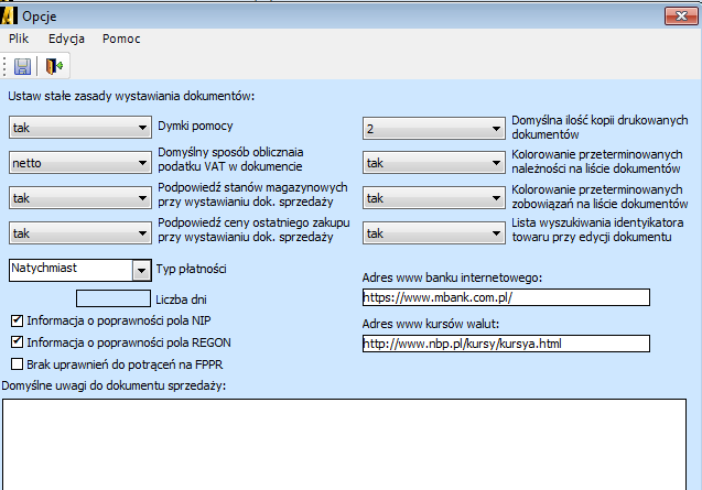 Otworzy się okno opcje, gdzie personalizujemy program Dymki pomocy- wybieramy z listy TAK lub NIE w zależności od tego czy chcemy pojawiających się podpowiedzi w trakcie pracy z programem, czy nie.