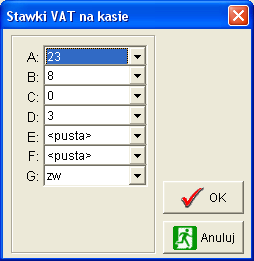 Należy pamiętać także o zmianie stawek podatku VAT w konfiguracji poszczególnych urządzeń fiskalnych współpracujących z