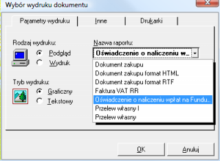 Symfonia Handel 2 / 8 fundusze promocji są naliczane tylko dla zakupów towarów, które mają przypisany fundusz promocji rolnej, wprowadzanych typem dokumentu, który ma zaznaczony parametr naliczania