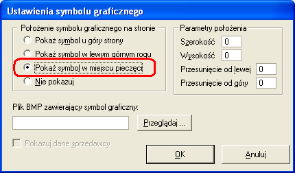 SYMFONIA Handel Premium Strona 6 Wstawianie znaku graficznego zamiast pieczęci Duża grupa użytkowników programu zgłaszała postulat, aby była możliwość wstawienia logo firmy dokładnie w pole, które