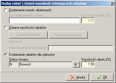 Przypisywanie kontrahentom rabatów do statusów towarów W celu przypisania kontrahentowi rabatów dla towarów o wybranym statusie wchodzimy w edycję kartoteki kontrahenta a następnie przechodzimy na