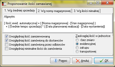 Parametry nie powinny być przeliczane w firmach, gdzie norma magazynowa towarów nie zależy od średniego tempa sprzedaży a np. miejsca na regałach i stosowanego planogramu.