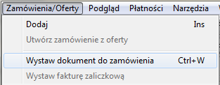 Dokumenty wydania na podstawie zamówień tworzenie z poziomu przeglądu zamówień Program ihurt pozwala na bezpośrednią realizację zamówienia odbiorcy poprzez dokumenty wydania (pośrednio sprzedaży) z