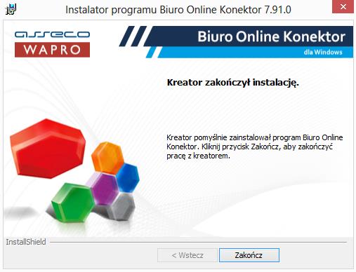 Kreator Instalacji 3 Jeśli proces zakończy się prawidłowo kreator poinformuje o pomyślnie zakończonej instalacji i pozwoli zamknąć instalator za