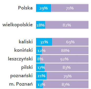 16% przedsiębiorstw wprowadza na rynek innowację procesową W Polsce 13% Odsetek firm wdrażających innowacje procesowe Skala innowacji procesowej 21% małych firm i 13%