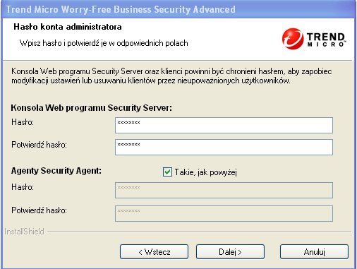 Trend Micro Worry-Free Business Security 7.0 - Podręcznik instalacji Uwaga: Jeśli dostęp do serwera Security Server będą miały tylko komputery wewnątrz sieci, nie trzeba włączać obsługi protokołu SSL.