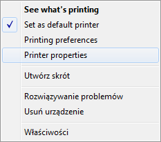Open file: otwiera plik BMP z logo Down LOGO: zapisuje logo w pamięci drukarki Clear LOGO: usuwa logo z pamięci Print LOGO: wykonuje testowy wydruk logo Zmiana funkcji sterownika drukarki Sterownik