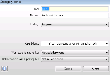 W celu zmiany nazwy istniejącego konta należy kliknąć na przycisk Edytuj na górnym pasku, wprowadzić nową nazwę i kliknąć na przycisk Zapisz na górnym pasku.