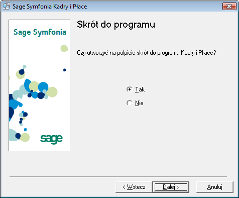 Instalacja programu Sage Symfonia Kadry i Płace 6 Rys. 11 Okno instalatora strona wyboru rodzaju instalacji.