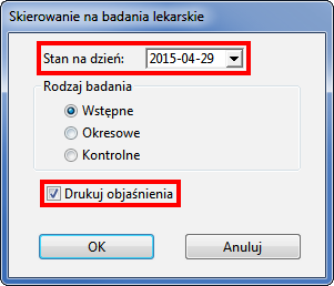 Wersja 2015.c Skierowanie na badania nowy wzór Zaktualizowano wzór wydruku raportu. Nowy wzór jest zgodny z rozporządzeniem Ministra Zdrowia (Dz.U. 2015 poz. 457).