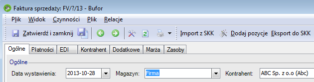 W chwili obecnej z poziomu otwartego formularza dokumentu można zaimportować dane z kolektora, co spowoduje utworzenie pozycji dokumentu albo wyeksportować pozycje do kolektora, co pozwoli np.