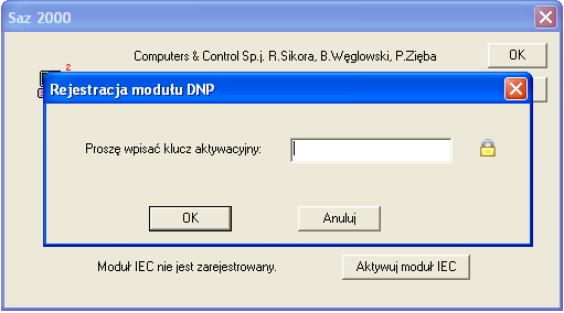 Aktywacja DNP3/IEC Rys11 Prawym przyciskiem myszy klikamy na wersje Saz'a i aktywujemy