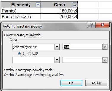 Rozdział III. Wybrane narzędzia MS Excel Aby włączyć filtr, należy: ustawić kursor w obszar tabeli, której dane chcemy filtrować.