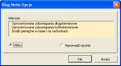 Test na trwałą utratę wartości opcje Opcje umożliwiające włączenie kapitału obrotowego i aktywów finansowych w testowanej wartości księgowej aktywów zostały dodane do wersji 3.