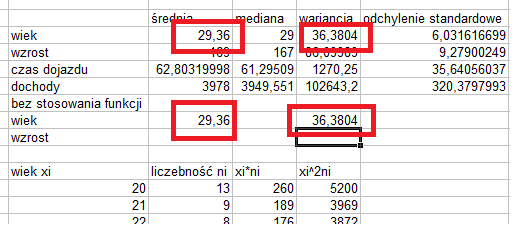 brze pami ¾etamy średnia obliczamy za pomoca¾ wzoru zaś wariancj¾e za pomoca¾ wzoru X = 1 n S 2 = 1 n kx x i n i ; i=1 kx x 2 i n i X 2 i=1 czyli naturalnym kolejnym krokiem jest utworzenie kolejnych