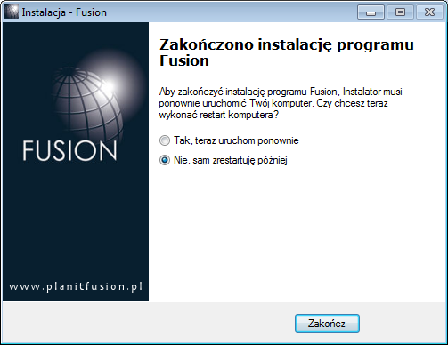 Instalacja Pczekaj, aż instalatr zainstaluje wszystkie składniki prgramwania. Zakńczenie instalacji Instalacja przebiegła pmyślnie. Prgram zstał zainstalwany.