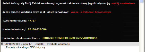 6. Aktualizacja klucza sprzętweg P pmyślnej instalacji prgramwania należy uaktualnić klucz sprzętwy.