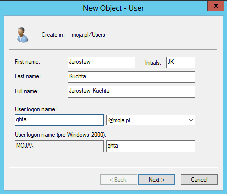 2. Aby dodać użytkownika, rozwiń prawym klawiszem myszy menu kontekstowe foldera Users i wybierz New-User.