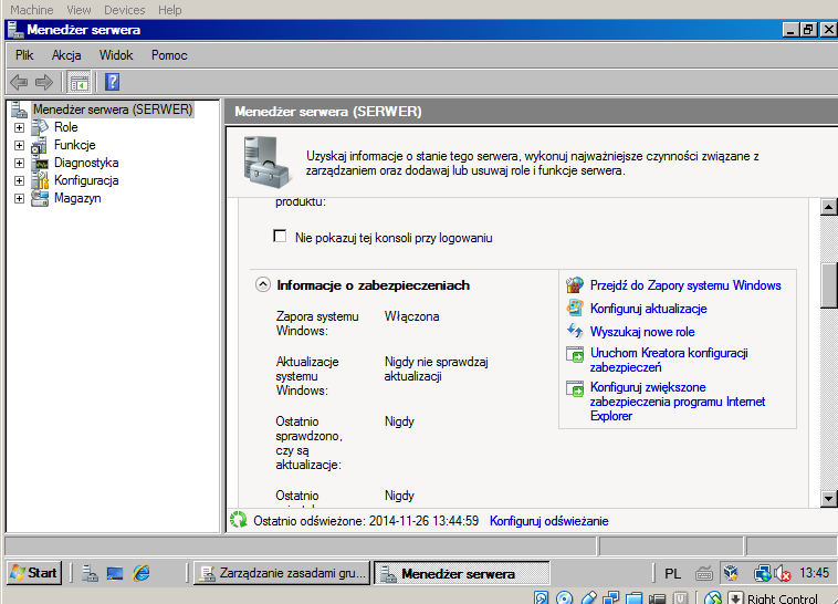 Ćwiczenie 3. Instalacja i konfiguracja serwera Windows Serwer 2008 cz. 2 9. Udostępnij na stacji klienckiej Internet.