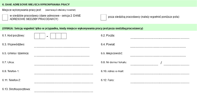 [2.10 Adres e-mail] pole nieobowiązkowe, [2.11 Telefon-2] pole nieobowiązkowe, [2.12 Faks] pole nieobowiązkowe, [2.13 Skrytka pocztowa] pole nieobowiązkowe, [2.14 WWW] pole nieobowiązkowe. Na pola [2.