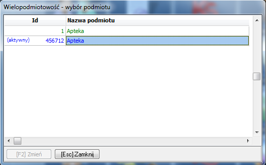 wprowadzone w bazie danych wybranego