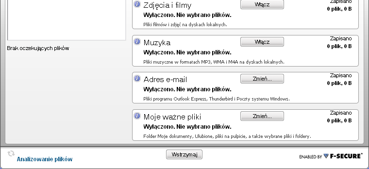 Netia Backup Chronione Pliki Aplikacja domyślnie zabezpiecza: Dokumenty, szablony i bazy danych pakietów: Microsoft Office, OpenOffice.