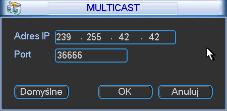5.3.5.4 Ustawienia MULTICAST Interfejs ustawień MULTICASTU jest pokazany na rysunku 5-20. Rysunek 5-20 Tutaj możesz ustawić grupe MULTICAST.