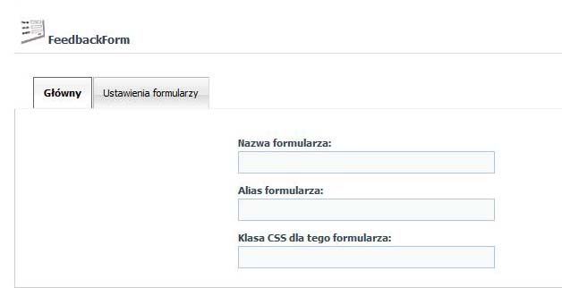 Dodawanie formularza na stronę Aby dodać nowy formularz należy w menu wybrać Dodatki-> FeedbackForm następnie posłużyć się opcją Dodaj nowy formularz kontaktowy, Na głównej stronie administracyjnej