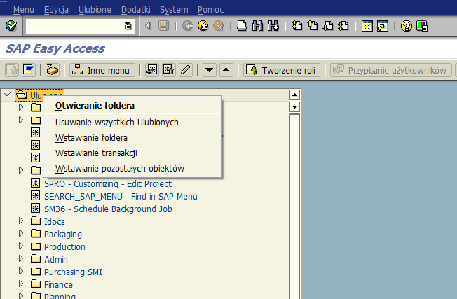 Organizacja menu: Ulubione (Favorites) 1.