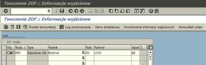 Tworzenie Zapytania ofertowego ME41 2. 3. 1. Aby wydrukować formularz Zapytania ofertowego należy: 1. Zaznaczyć linie z rodzajem informacji wyjściowej.