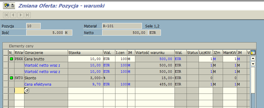 Opracowanie Ofert Warunki cenowe dla pozycji - ME47 1. 2. Należy uzupełnić 3.