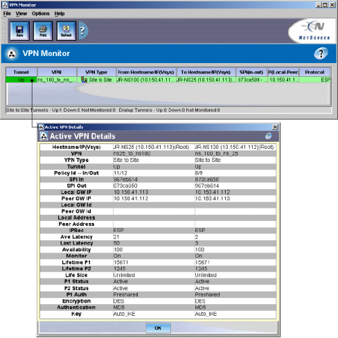 W dużych instalacjach sieci VPN monitorowanie stanu tuneli IPSec/IKE dokonuje się za pomocą
