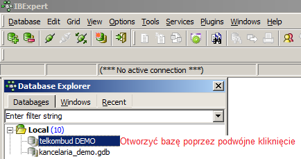 Otwarcie pliku bazy danych. Bazę danych otwieramy do edycji klikając podwójnie na wskazanym pliku.