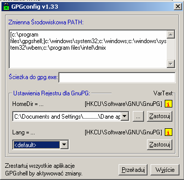 Kliknij Tak, następnie program poinformuje że nie odnalazł ścieżki do programu gpg.