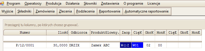 Wydruk polecenia wykonania części Punkt monitorowania cięcie kraj zmienił kolor na niebieski, oznaczający zlecenie przydzielone (rys. 40).