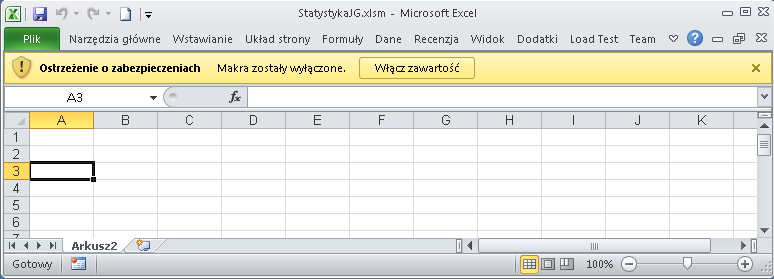 7 W folderze Dowload/StatystykaJG arkusze oblczeowe z makram są także w wersj zarchwzowaej, oeważ może sę zdarzyć, że rzeglądarka lub jej ustawea e ozwolą a obrae lków Excela z makram.
