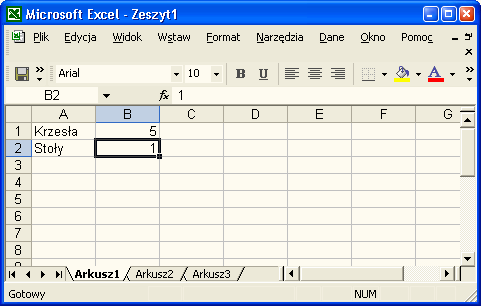 Arkusz kalkulacyjny MS Excel I.