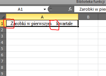 6. USUŃ.ZBĘDNE.ODSTĘPY(tekst) Tekst to tekst, z którego należy usunąć spacje. Usuwa wszystkie spacje z tekstu oprócz pojedynczych spacji występujących między słowami. Funkcję USUŃ.ZBĘDNE.ODSTĘPY należy stosować dla tekstu odbieranego z innej aplikacji, w którym mogą występować nieregularne spacje.