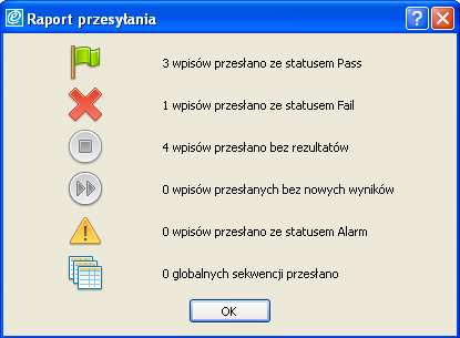Po podłączeniu testera z właściwym portem COM zatwierdź klawiszem OK by rozpocząć przesyłanie. Następnie zainicjuj przesyłanie w testerze.