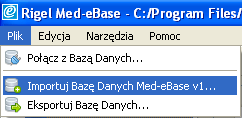 Import bazy danych z poprzedniej wersji SQL Express (jest częścią instalacji Med-eBase V1) jest wymagany na lokalnym