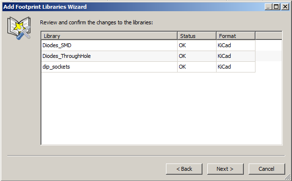 CvPcb 13 / 26 If some selected libraries are incorrect (not supported, not a footprint library.