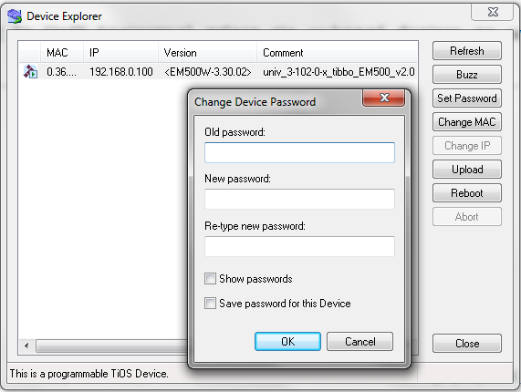 3. Wybrać plik binarny oprogramowania firmware modułu EM500 univ_3-102-0-x_tibbo_em00_v2..bin 4. Rozpocznie się wgrywanie oprogramowania firmware do modułu Tibbo EM500 5.